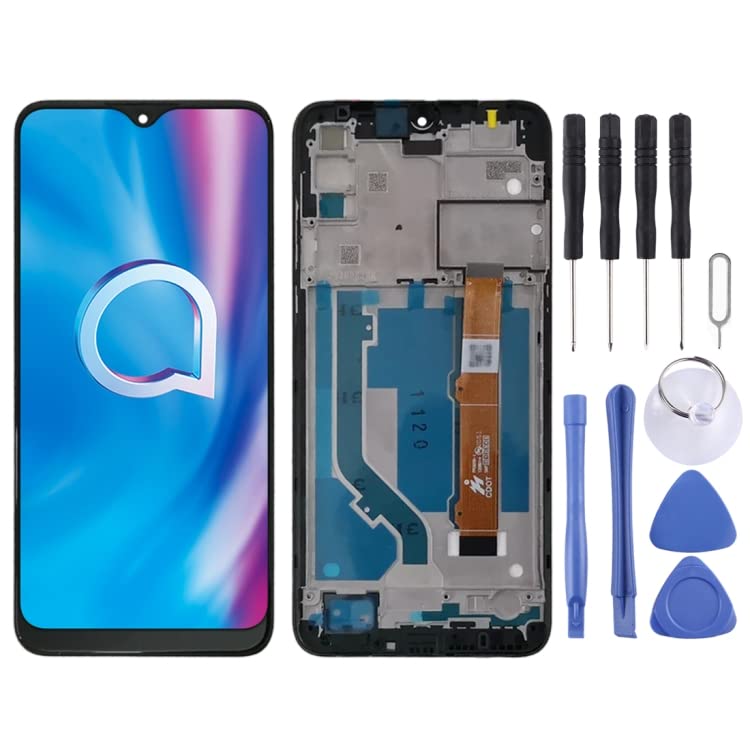 KXPASUKOJX Piezas de reparación de teléfonos celulares Ensamblaje Completo de Pantalla LCD y digitalizador con Marco para Alcatel 1S 2020 OT5028 5028 5028Y 5028A 5028D 5028U (Negro)