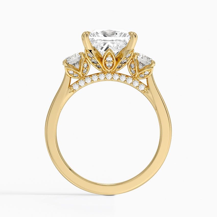 3 Ct IGI Certified Princess Cut Lab Grown Diamond Ring 10K 14K 18K Solid Gold Petal 3 Stone Lab Grown Diamond Engagement Ring Christmas Gift For Women (1-5 Carat, Color:E-F, Clarity:VVS2)3