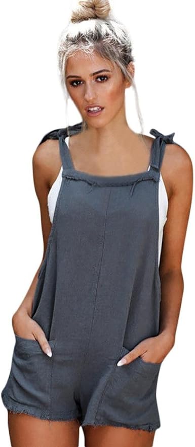 Homebaby Women Elastic Waist Dungarees 