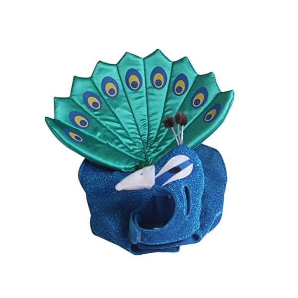 Popetpop dog peacock costume-pet costumes for cats peacocks halloween costumes with hat funny bird costume for small dogs and cats-blue