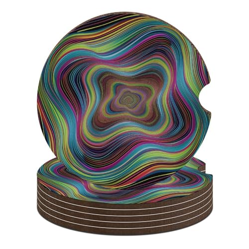 Abstract Vertigo Art 4PCS Car Coasters for Cup Holders Universal Vehicle Car Cup Holder Insert Coaster 2.56 Inch Auto Coasters
