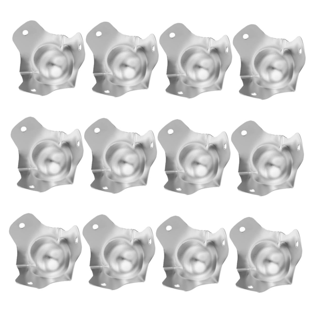 Protectores de Esquinas de Bola de Hierro Plateado, 12 Piezas | Herraje Metálico Redondeado, Uso Sencillo y Resistente, Acabado Plata, para Cajas y Armarios de Vuelo