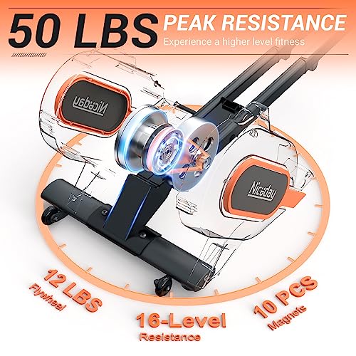 Niceday Rowing Machine, Magnetic Rowing Machine For Home Exercise, Rower With 350 Lbs Loading Capacity & 16 Levels Of Resistance, Smart Rower Machine With Bluetooth & App #TOP2