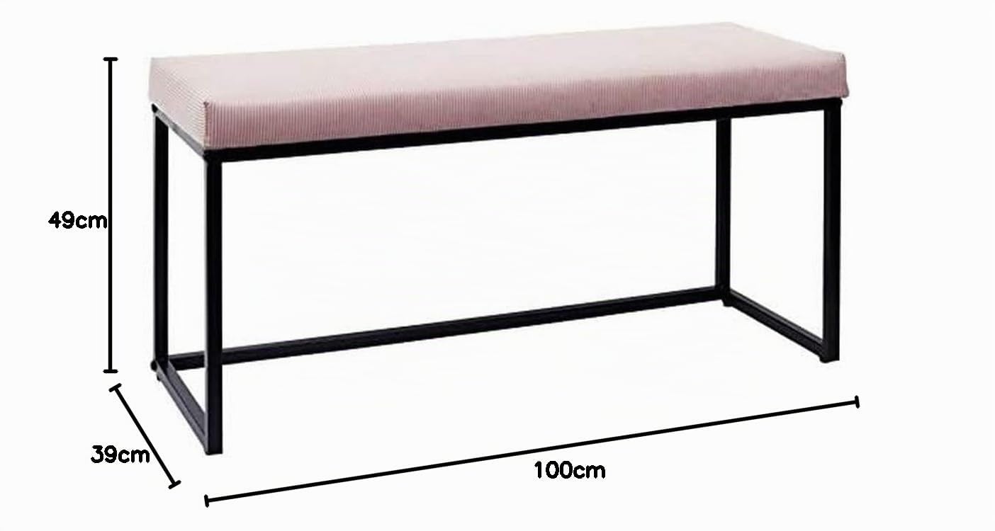 HOME DECO FACTORY - Banc d'entrée en Velours côtelé Rose - Design scandinave - idéal pour Salon - Chambre ou Couloir - Dimensions 100 x 39 x 49 cm. - Modèle Giulia
