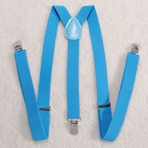 BigbigMall Adjustable Unisex Adult Child Elastic Clip-on Brace Suspender Y Back Neon Belt,Blue Sky