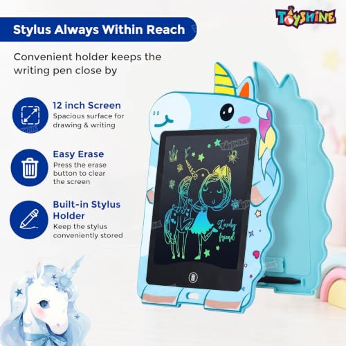 Image of Toyshine Unicorn Design Writing Tablet for Kids, 8.5 Inches LCD Tab for Kids Drawing Pad Doodle Board for 3-10 Years Old Boys /Girls Gifts Education Learning Toys - Blue