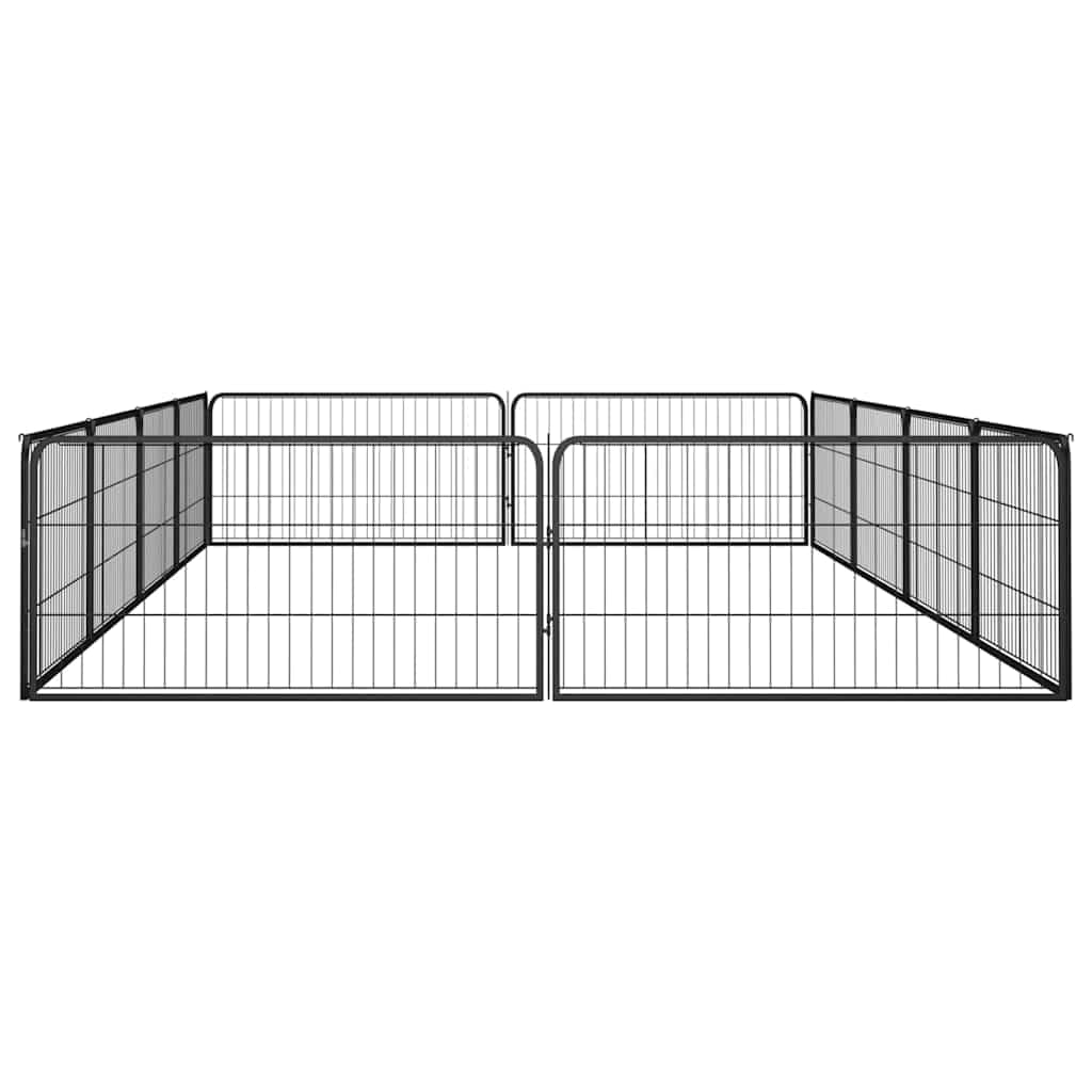 12-TLG. Hundelaufstall Schwarz 100x50cm Stahl Pulverbeschichtet