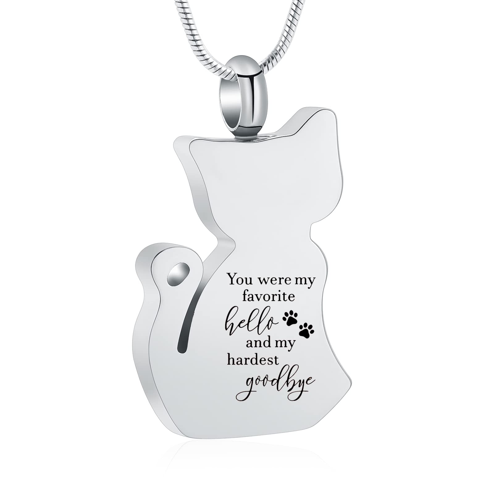 zeqingjw Cat Cremation Jewelry Urn Necklace for Ashes for Pet,Funeral Ashes Keepsake Urn Necklace Pendant Memorial Jewellery