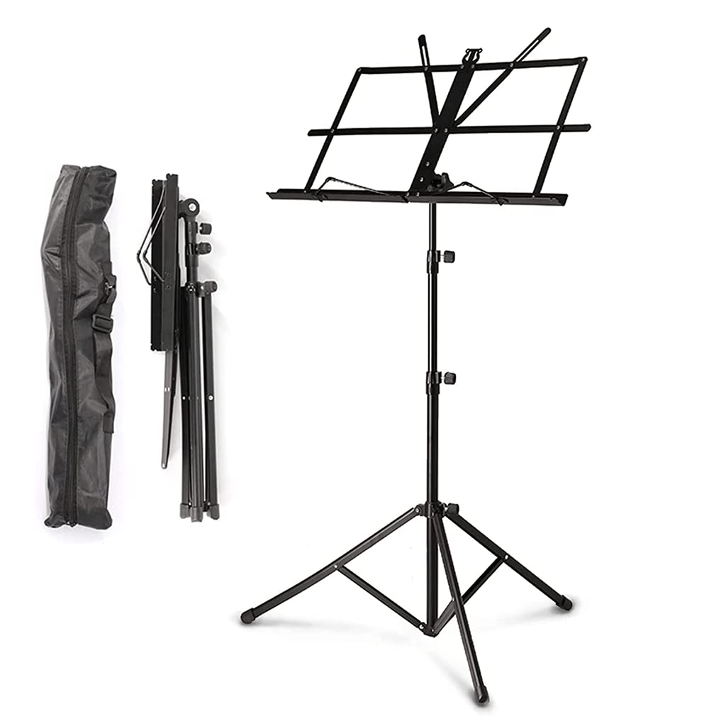 Atriles De Música Plegables Soporte De Metal para Partituras Altura Ajustable 66-130 Cm Atriles para Partituras con Bolsa De Almacenamiento para Viajes En Casa,