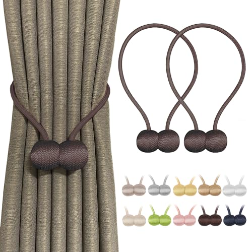 カーテン タッセル カーテン留め マグネット ふさかけ 2個セット チェリータッセル OSHAMY (ダークブラウン)