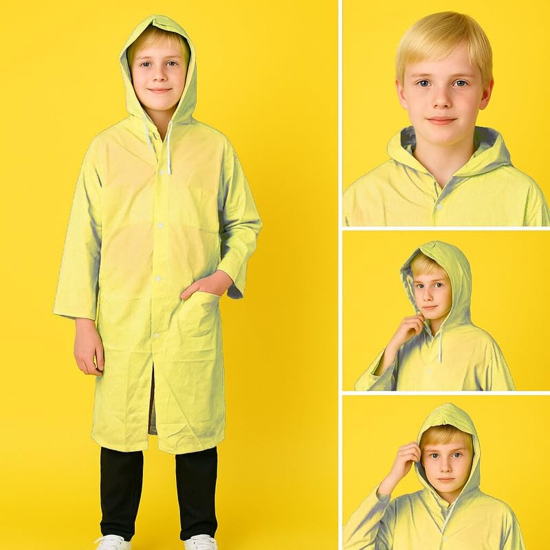 Image of Kids School Raincoat for Boys & Girls | PVC Lightweight Hooded Long Rainwear with Pockets | Suitable for School