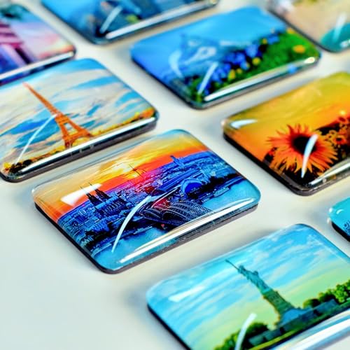 Imán decorativo rectangular de cristal para refrigerador miniatura 4
