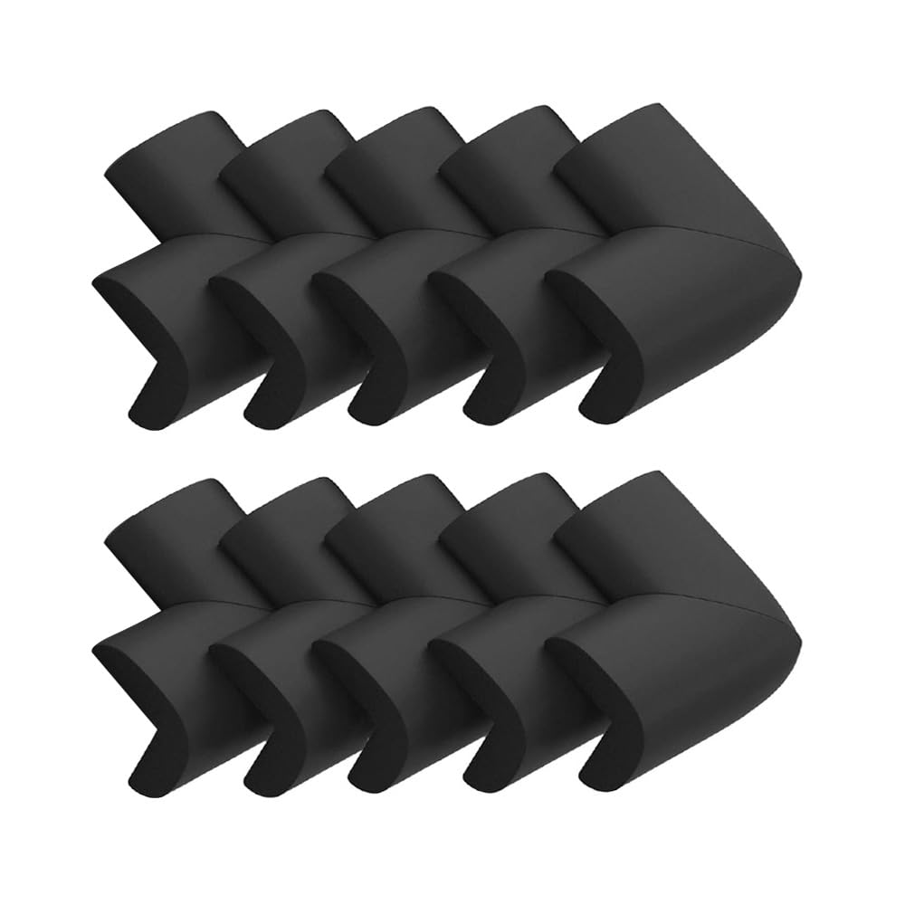SOWUGI 10 Piece Safety Corner Cushion Child Proofing Corner Guard Home Furniture Safety Bumper, Child Proof Table Protector (Black)