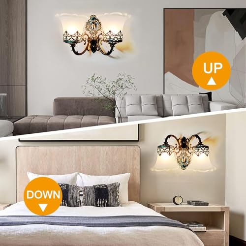 Image of WHITERAY Black Antique Designer Imported Wall Light Wall lamp for Bedroom, Living Room,Kitchen, Bars, malls, Besides The Bed, Balcony Home Decoration ((1111 (Double) (with Bulb))