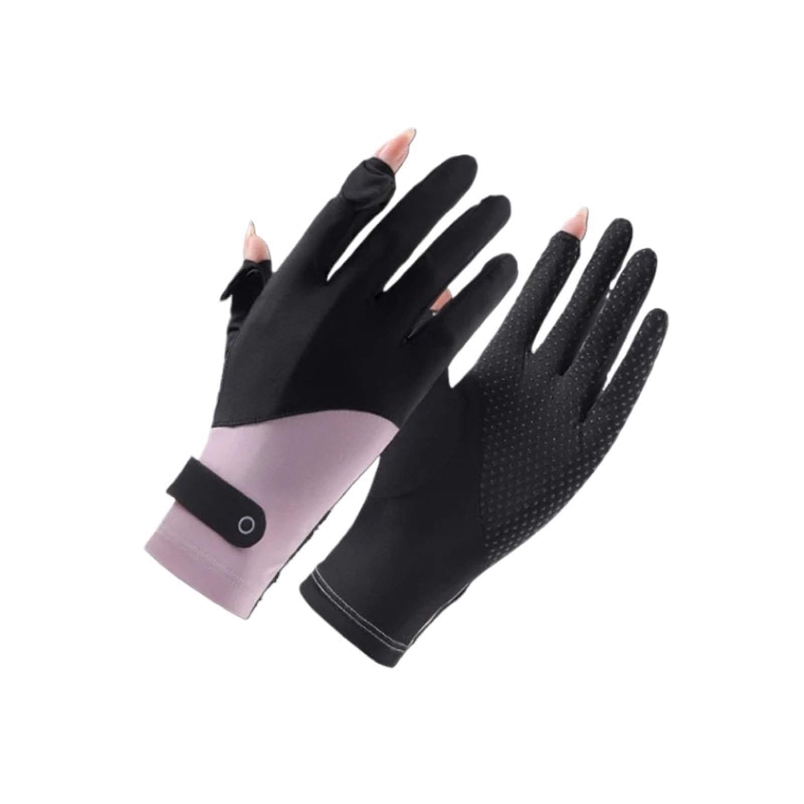 JMORCO Sun Gloves Summer Sunscreen Gloves Women Thin Ice Silk Anti-ultraviolet Dew Finger Touch Screen Driving Riding Non slip(Black)