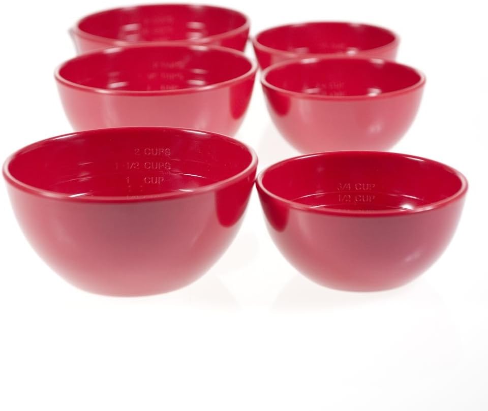 6 Chris Freytag Melamine Measure Up Bowls Portion Control Measuring Cup Set Diet