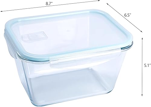 Miniatura 2 de Juego de 2 recipientes de vidrio grandes de almacenamiento de alimentos de 88 onzas, tamaño familiar, recipientes para hornear con tapas de bloqueo,