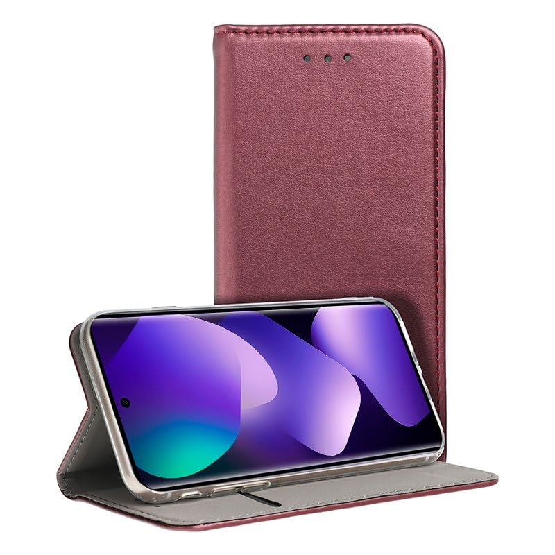 Coque à rabat Xiaomi Redmi Note 15 5G et Poco M8 5G design uni bordeaux