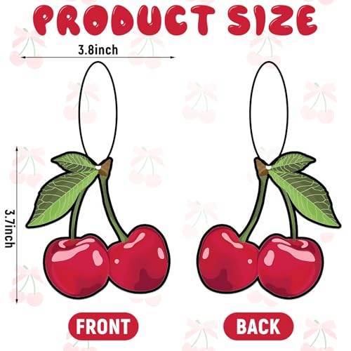 Image of 12 Pcs Cherry Air Freshener for Car Long Lasting Scented Cherry Car Freshener Ornaments Gifts Decor Stocking Stuffer Gift Cute Cars Mirror Hanging Accessories