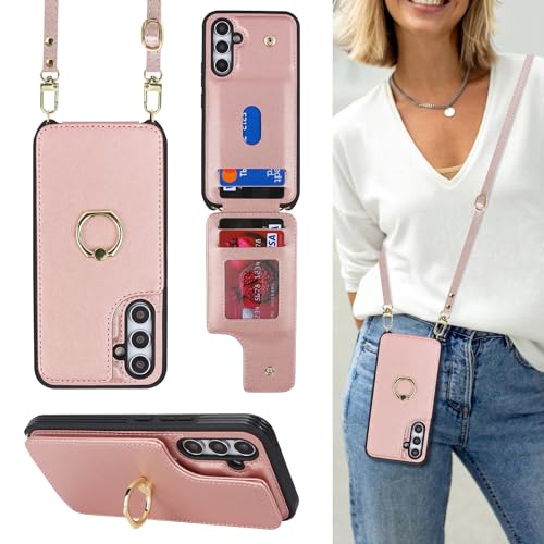 Reviews de Tarjeteros y fundas para Mujer los preferidos por los clientes. 48 Lipvina - Funda para Samsung Galaxy A54 5G con tarjetero y correa para mujer, cordón cruzado, soporte de anillo, cierre a presión, fundas tipo portafolios para teléfono de 6.4...