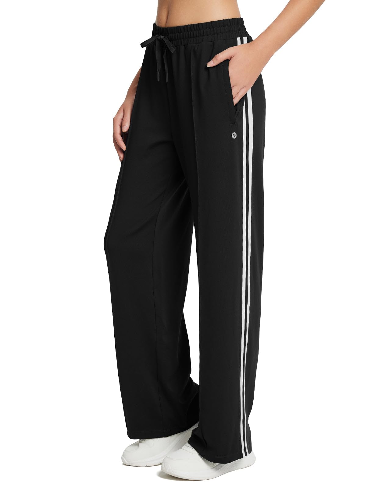baleaf Womens Track Pants Athletic Running Pants Sweatpants Straight Leg Zipper Pockets Sports Jogging Striped Loose Fit