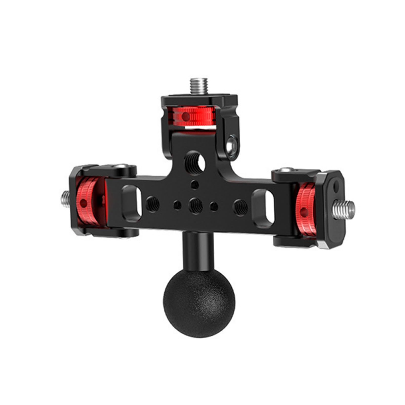 Adjustable Triple Mount Stand Aluminum 1/4inch for Action Camera Phone LED Tripod Live Stream Selfie Stick Holder Aluminum Camera Adapter Stand