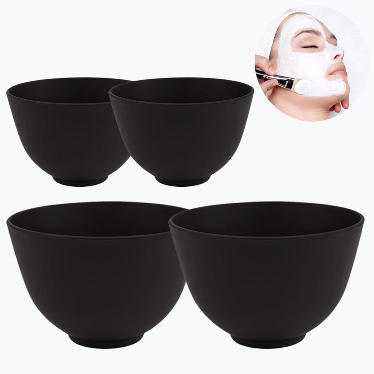 4 Piece Silicone Bowl, Silicone Mixing Bowl Set, Reusable Facial Bowls for Estheticians for Salon Spa or Home Beauty Tools (2 Large 2 Medium)