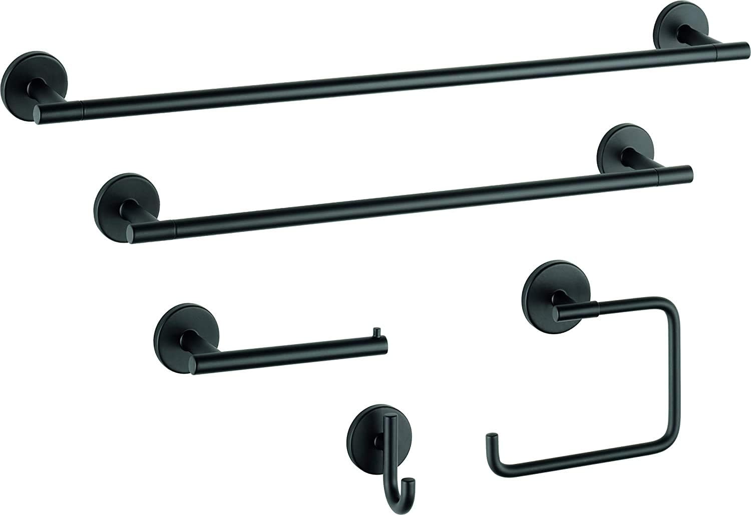 Delta Trinsic Toilet Paper Holder and Towel Bar in Matte Black
