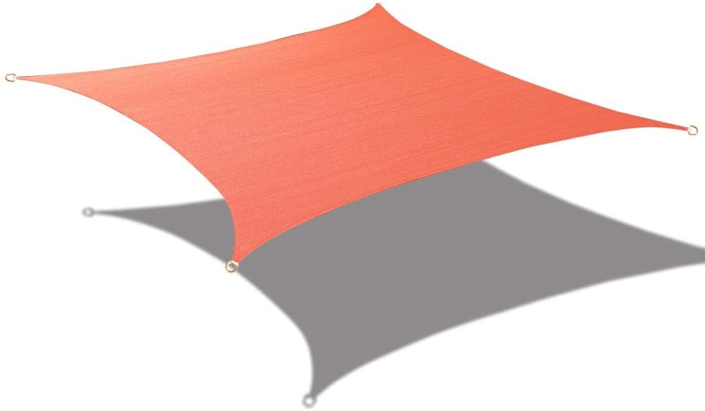 Alion Home HDPE UV Block Sun Shade Sail Permeable Canopy - Square and Rectangle - Custom 185GSM (12' x 12', Terracota Red)