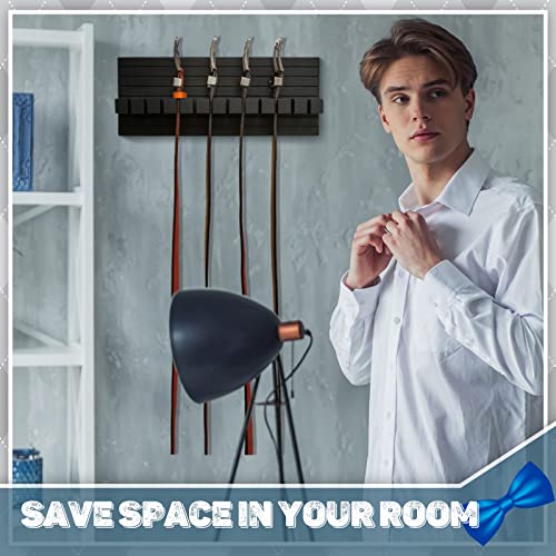 2 Sets Belt Hanger For Closet Wooden Belt Organizer Belt Hanger Wall Mount Belt Rack To Hold 12 Belts Without Slipping Belt Organizer For Closet Includes Mounting Hardware For Men Woman (Black) #TOP4
