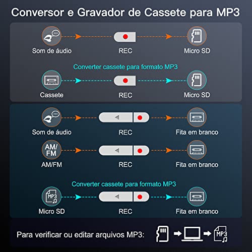 Caixa Som Antiga Radio Portátil Retro Am Fm Sd Usb Bluetooth Portable Cassette Player and Recorder,