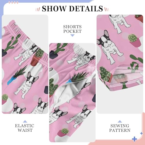 ZZXXB Bulldog Cactus Boys Long Pants Soft Trousers Elastic Waist Kids Lounge Bottoms with Pockets S-XL4