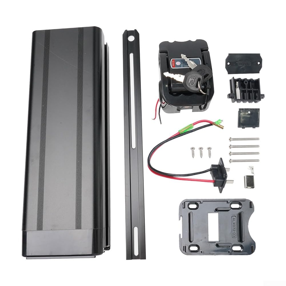 Scatola batteria per ripiano bici elettrica, custodia capacità batteria bici elettrica, custodia in plastica per supporto 1865 di grande capacità 48V nero