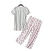 YIJIU Women's Short Sleeve Tops and Capri Pants Cute Cartoon Print Pajama Sets