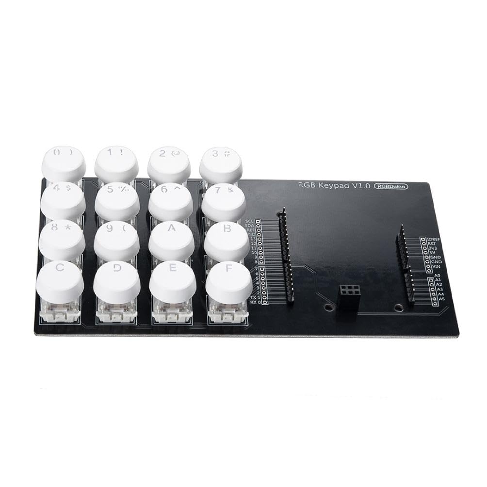 Acinkeety RGBDuino Keypad V1.0 4x4 Keypad DC5V with Backlight White Round Keycaps for Duino Boards Keypad