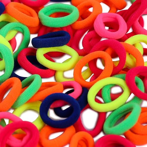 Image of Ponytail Holder Cotton Mini Hair Elastic Rubber Bands | Tight, Non-slippery, Stretchable | Cotton Elastic Hair Rubber Bands for Kids, Girls & Women's