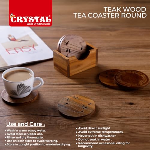 Image of Crystal Teakwood Handcrafted Tea Coaster | Cuppo | Set of 6