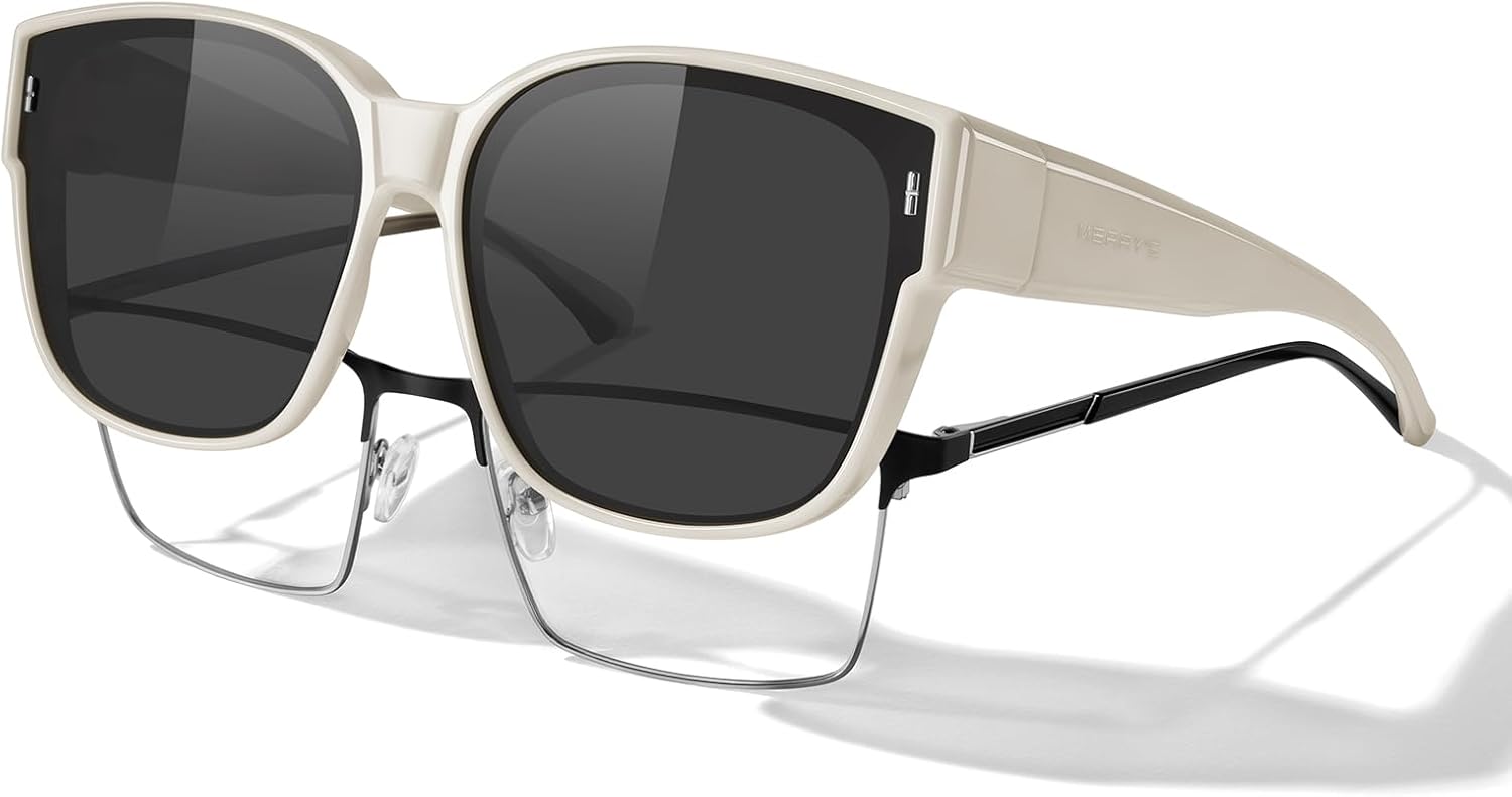 MERRY'S Trendy Fit Over Polarized Sunglasses for Men Women Oversized Square Sun Glasses UV400 Protection Shades S6062
