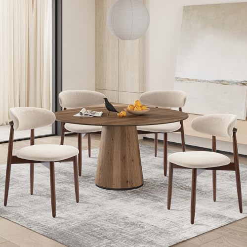 COLAMY Modern Dining Chairs Set with Wooden Legs Upholstered Fabric Dining Room Chairs with Curved Backrest Soft Cushion Seat and Sturdy Rubberwood Frame for Kitchen Living Room or Café