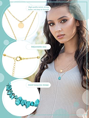 Estune 6 Pieces Gold Layered Necklaces for Women Boho Long Chain Tassels Choker Map Coin Bar Crescent Moon Necklace4