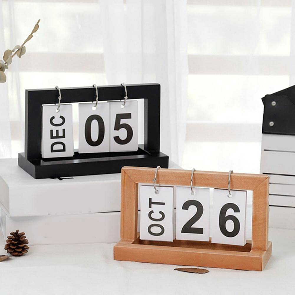 Decorazioni da Tavolo Calendario in Legno con Flip Calendario Memo Agenda giornaliera Planner Home Office Agenda annuale Planner Calendario Decorazioni da Tavolo Ornamenti Ornamento da Tavolo