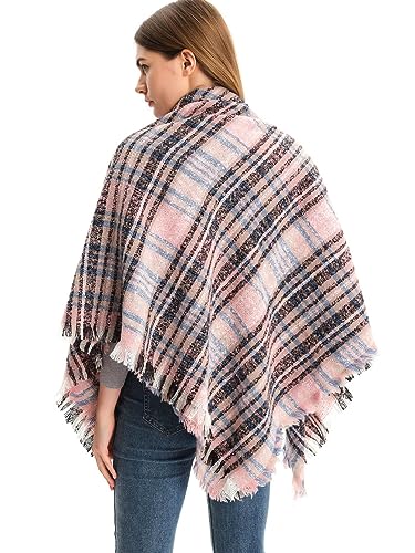 Bufandas casuales con borla de mujer estilo capa invierno bufanda de chal 7