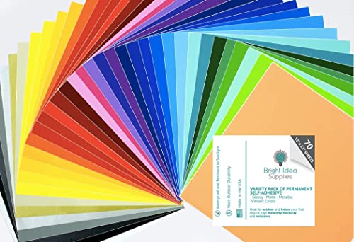 Prime Vinyl Adhesive Vinyl Sheets, Vinyl For Cricut - 45 Pack 12”X12”- Permanent Vinyl Sheets, Assorted Colors (Glossy, Matte, Metallic) Permanent Vinyl Bundle Pack For Crafter - Vinyl For Silhouette #TOP7