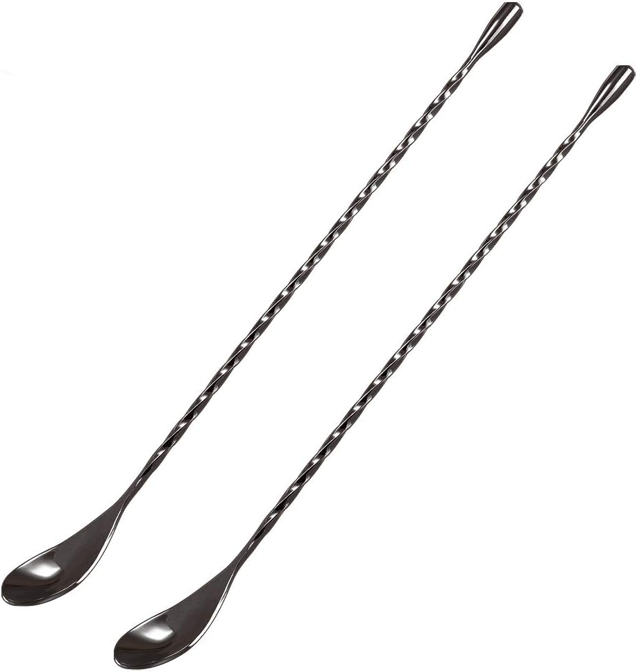 12 Inches Mixing Spoon Stainless Steel, Spiral Pattern Bar Spoon for Cocktail Shaker Tall Cups