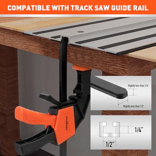 Image of HORUSDY 2 Pieces Strong Hold Track Saw Clamps 6-Inch, Quick Release Track Saw Guide Rail Clamp for Woodworking, Circular Saw Guide Rail System, Durable with 150 LBS Load Limit & Easy Operation