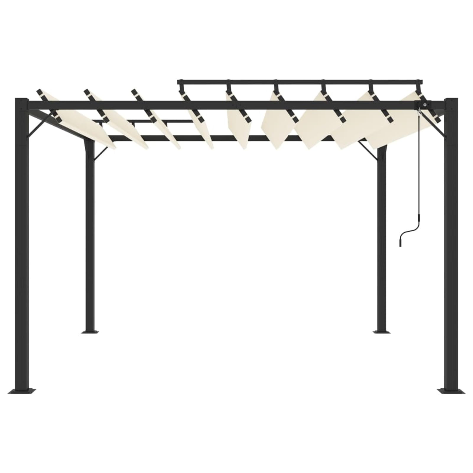 Pavillon mit Lamellendach, Gartenpavillon, Pop-Up Partyzelt, Festzelt, Pavillon, Garden Decoration, Canopy Tent, Lagerzelt, 3x3 m Creme Stoff und Aluminium