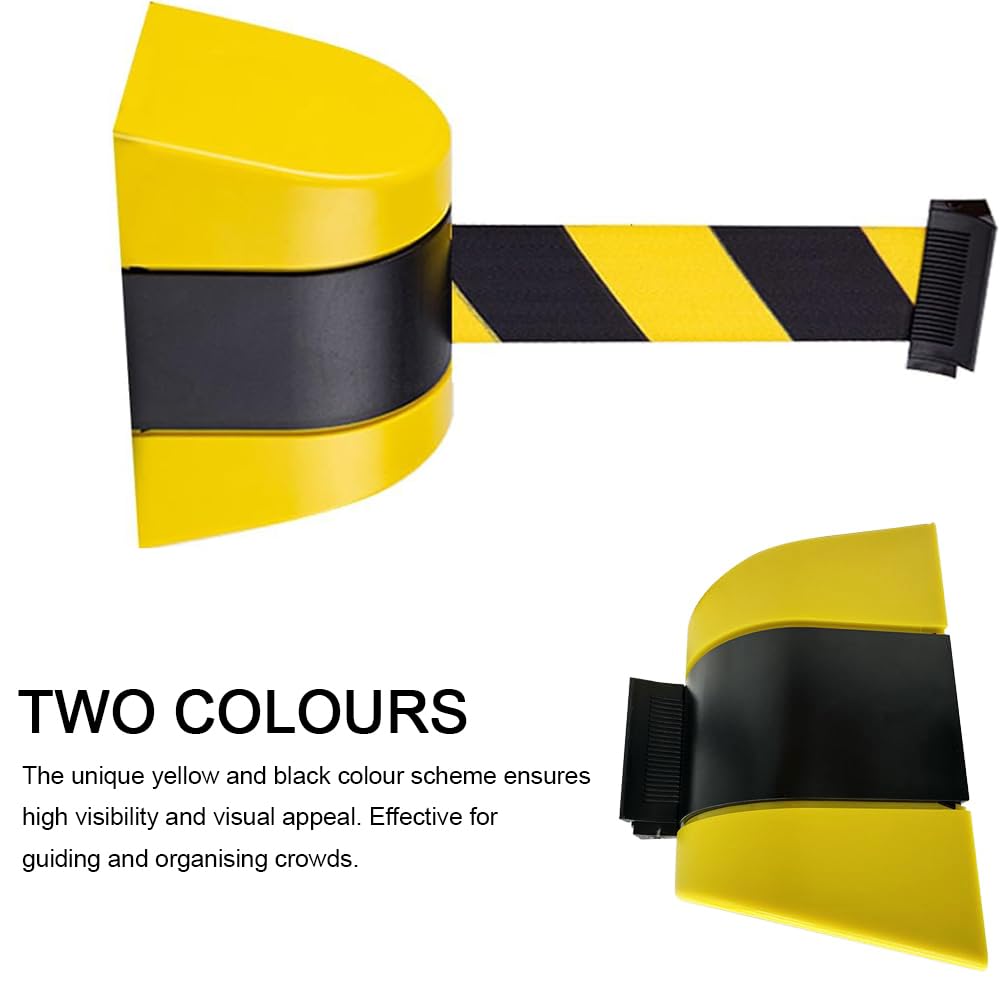 Absperrseile, Sicherheitswarnbänder, Wall mounted queuing barrier, Retractable barrier, ABS Plastic Housing, Safety cordon crowd control 5 / 10M, Warning tape personnel guidance system, airports（10m）