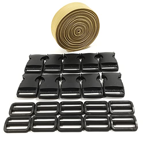 Sangle de Sac à Dos 5M x 32mm + 20 Boucles en Plastique, Sangle pour Valises