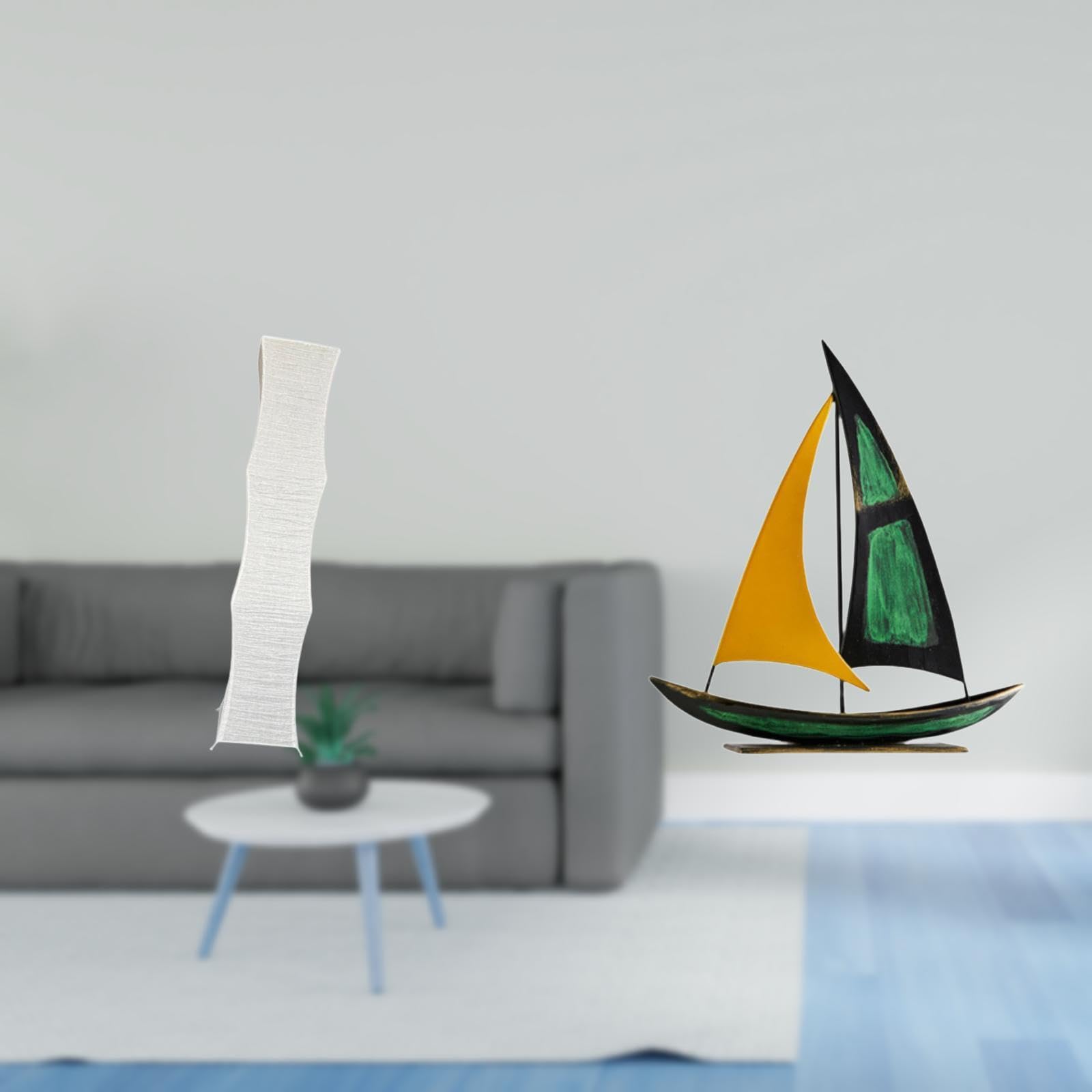Enakshi® Living Room Iron Sailboat Lamp Shade Sculpture Tabletop Ornament Feng Shui Decor Collection Standing Lamp Light Cover Decorative Figurine for Desk Bookshelf Centerpiece-picture-21