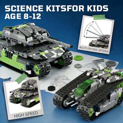 DOLIVE 5 in 1 STEM Robotics Kit, Building Block Set for Kids Ages 8-14, Remote Control and App Controlled Robot/Tank/Transporter/Scout/Engineering Vehicles, Birthday Gift for 8 9 10 11 12+ Years Old - Image 5